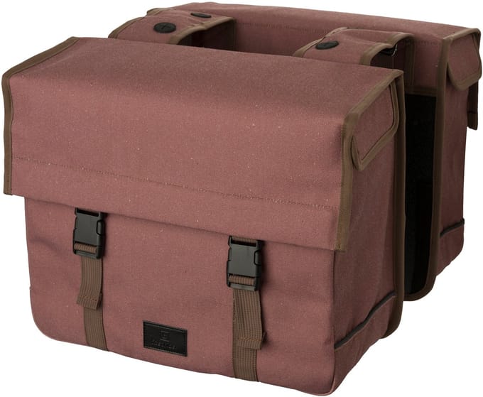 FastRider Celo - Dubbele Fietstas - 34L - Waterafstotend Canvas - MIK Systeem - Reflecterend - Bruin