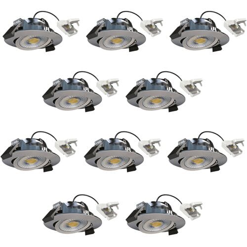 KS Verlichting 10x inbouwspot - Liv plafondspot - dimbaar - brushed - kantelbaar