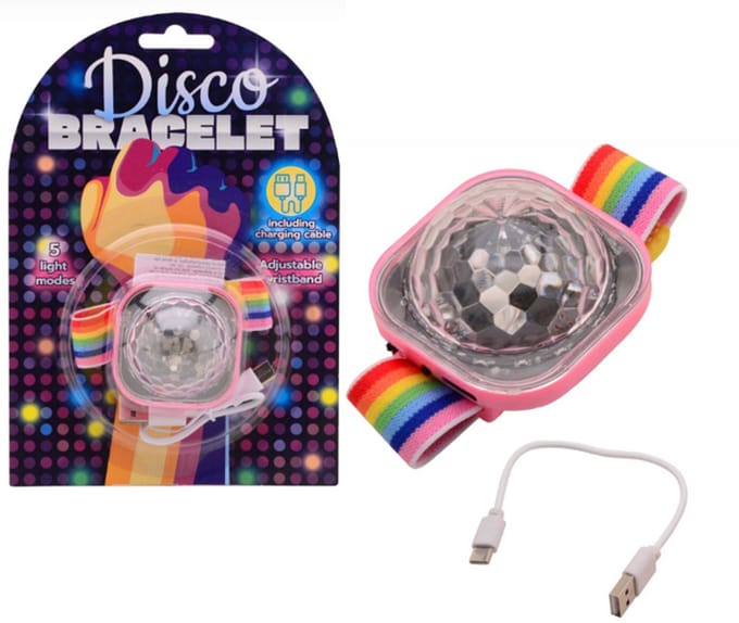 Johntoy disco armband oplaadbaar met lichtgevende discobol speelgoed.
