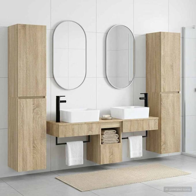 vidaXL - Badkamermeubel - Set - 5 - st - Sonoma - Eiken - 33 - x - 34,5 - x - 160 - cm