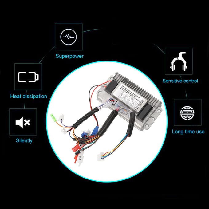 1000W Ebikes Borstelloze Controller Sinusgolven 36V?48V Universeel 3 Modi Gegoten Aluminium Behuizing gray
