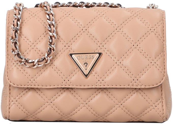 GUESS schoudertas Giully II Mini Compound Convertible Flap Bag Beige Lichtbruin