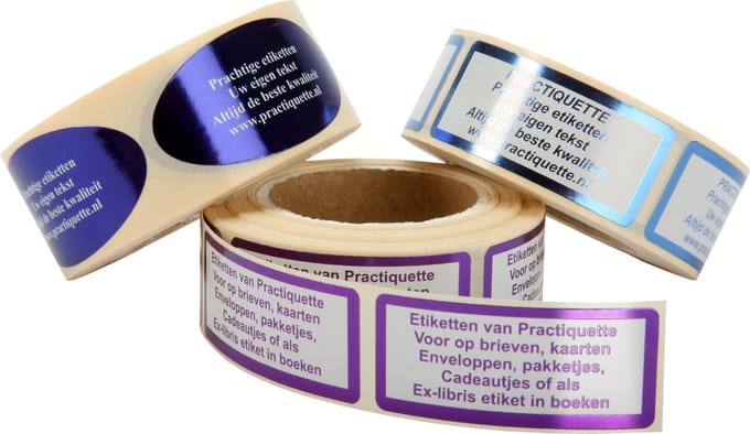 Zelfontwerp Tekststickers 21x48mm - 250 Stuks - Sterk Plakkend - Zijdeglans Etiket