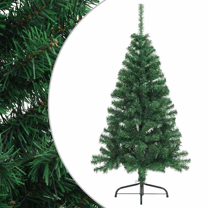 vidaXL - Kunstkerstboom - met - standaard - half - 120 - cm - PVC - groen