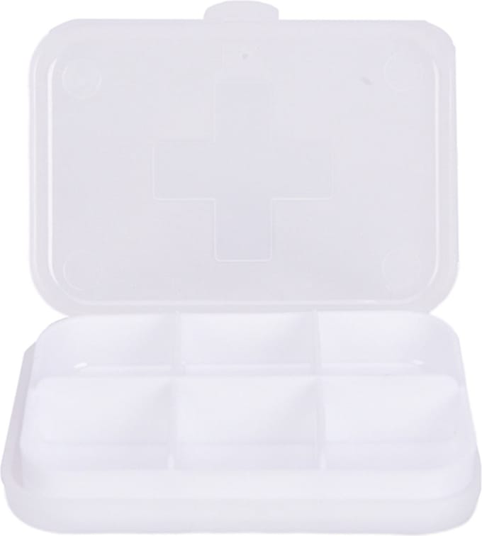 Cabantis Mini Pillendoosje 6 Vakjes - Mini-Pillen Organizer - Mini-Medicijn Doosje - 8,8x6,5x2cm - Wit