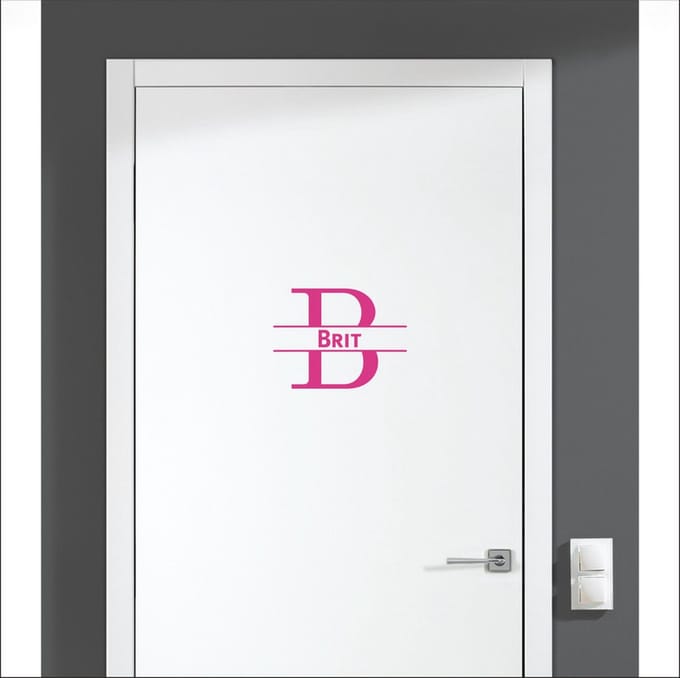 Deursticker Met Naam -  Brit - Roze