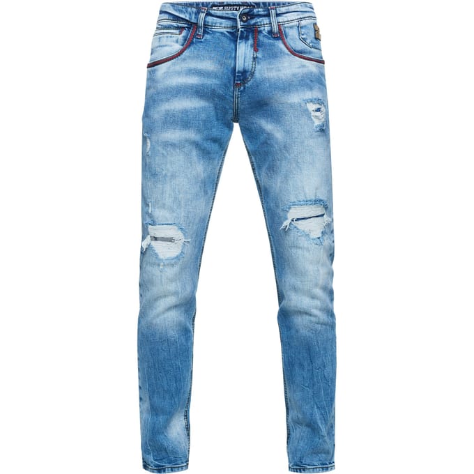 Jeansbroek "MINO" slim fit stretch destroyed broek