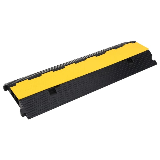 vidaXL - Kabelbeschermers - drempel - met - 2 - tunnels - 2 - st - 100 - cm - rubber