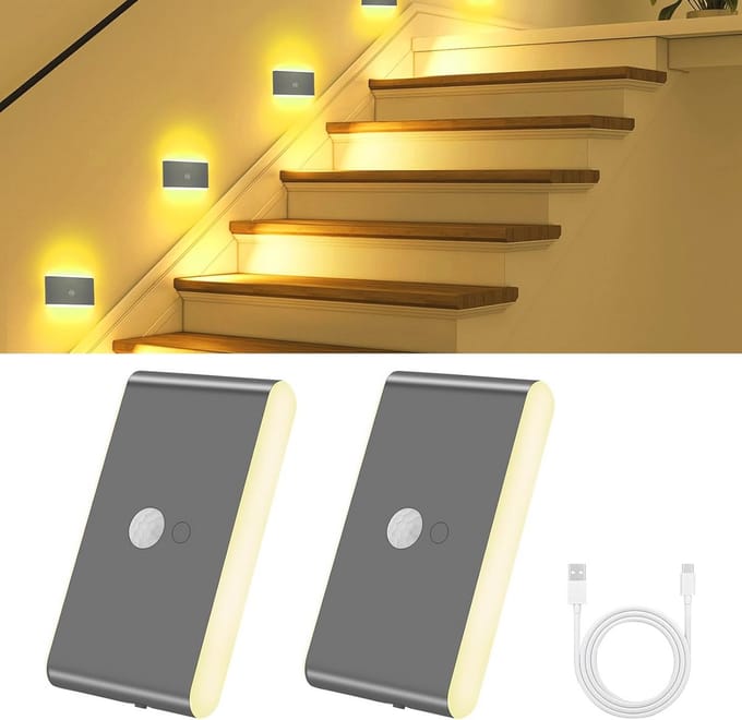 Draadloze Bewegingssensorlampen - 2-Pack LED Nachtlampjes met RGB Kleur en Warm Wit Licht
