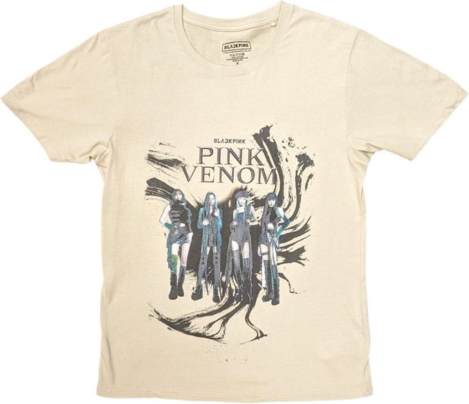 Blackpink - Pink Venom Oil Stroke Heren T-shirt - L - Creme