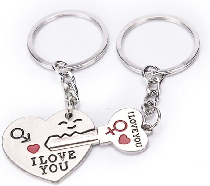 Sleutelhanger I LOVE YOU met sleutel (2 delig ) 3 x 7.5 cm