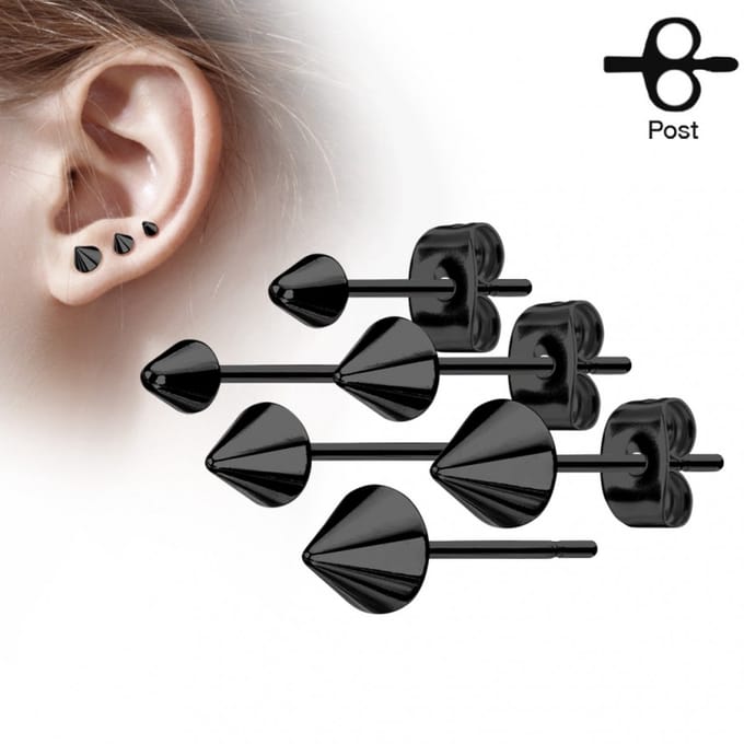 Oorbel spike egaal 0.8x6x5 - zwart - LMPiercings