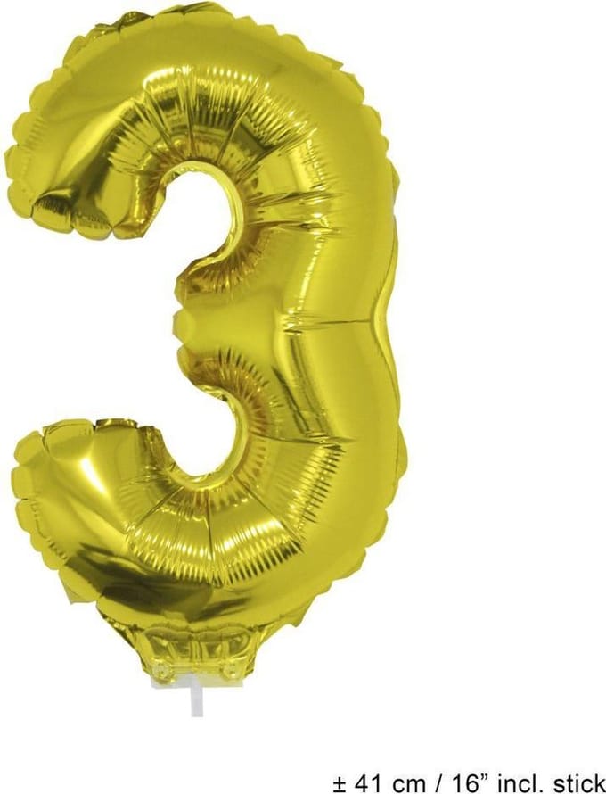 Folie opblaascijfer 3 Goud