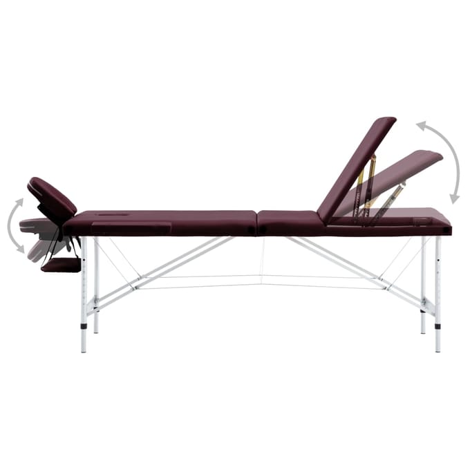 vidaXL - Massagetafel - inklapbaar - 3 - zones - aluminum - wijnpaars