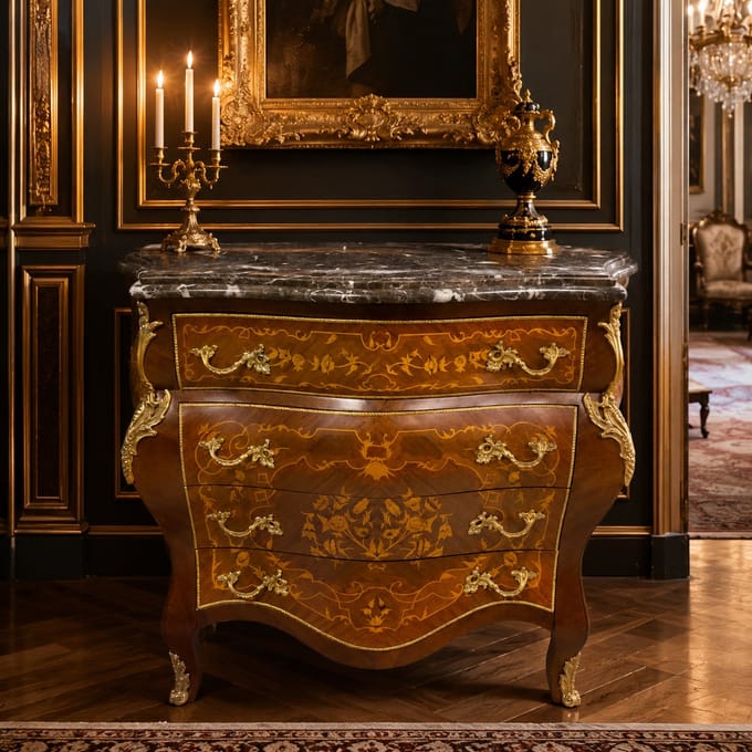 Franse Commode met Marmeren Blad Vénissieux