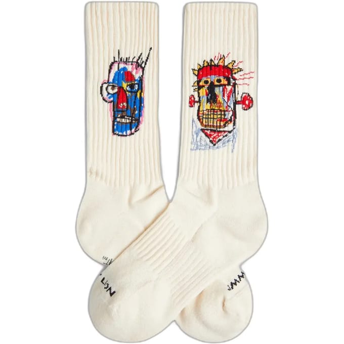 Jimmy Lion unisex sokken athletic basquiat heads 1982 beige (Basquiat)