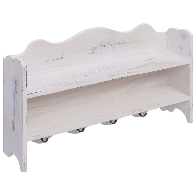 vidaXL - Wandkapstok - 50x10x30 - cm - hout - wit
