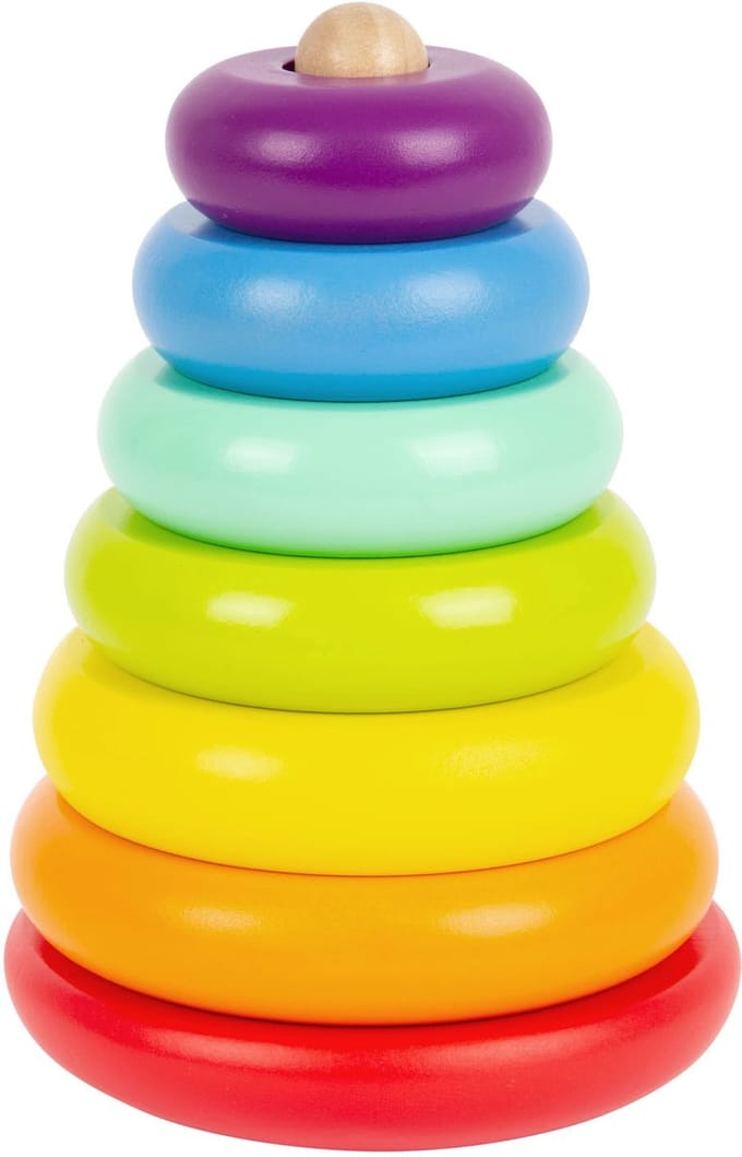 Small Foot - Wooden Stacking Tower Rainbow 7dlg.