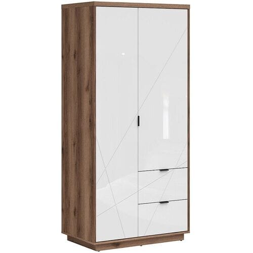 Brw Sven Wit en Hout 2-deurs kast met 2 lades