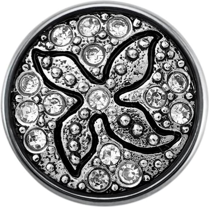 Quiges - Dames Click Button Drukknoop 18mm Zirkonia Symbool - EBCM347