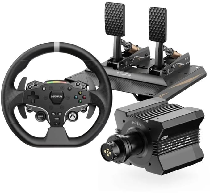 Moza Racing R12 V2 + MOZA ESX Steering Wheel + MOZA CRP2 Pedals Bundle – Direct Drive 12Nm – Xbox & PC