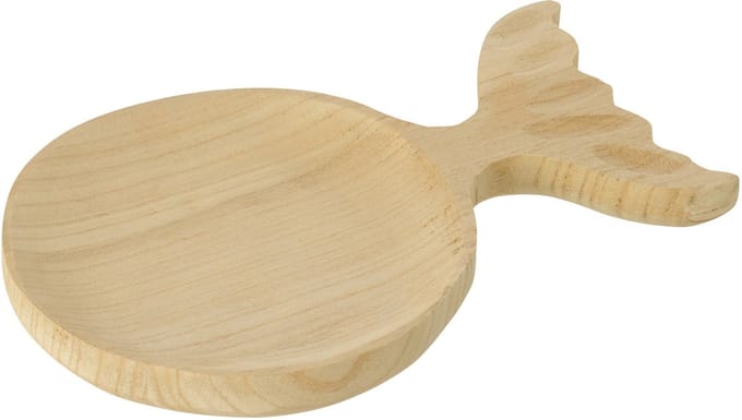 J-Line decoratie Plateau Vis Staart - hout - naturel - small