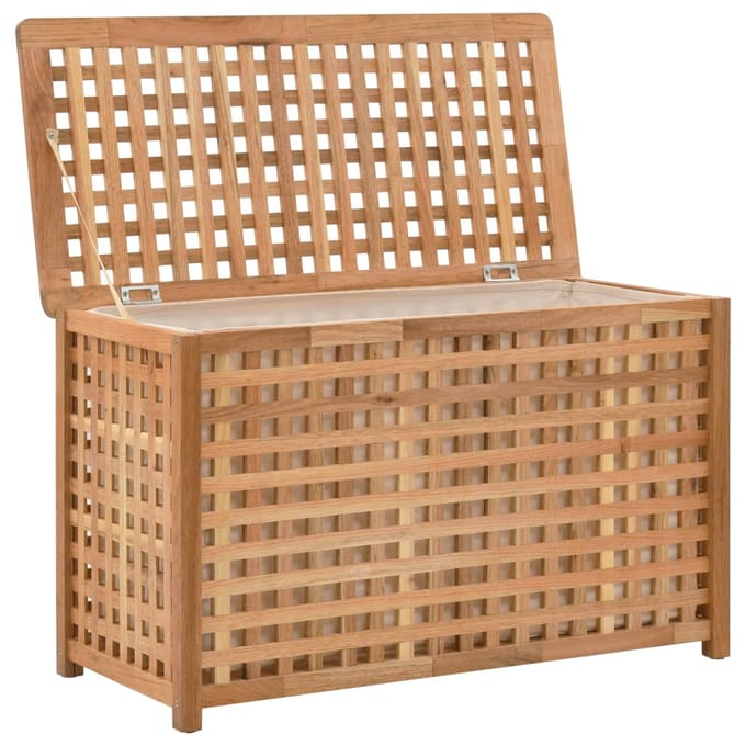 vidaXL - Wasmand - 77,5x37,5x46,5 - cm - massief - walnoothout