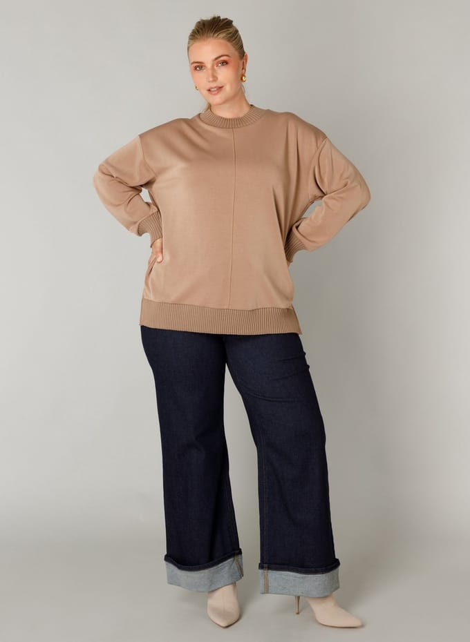 YEST CURVE Romeysa Essential Tops - Cashew Brown - maat X-0(44)