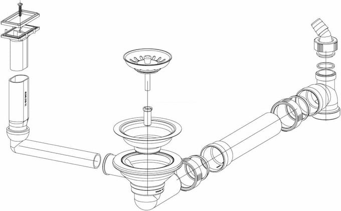 Universele Afvoerplug Set voor Spoelbak met Stopkraan 1 1/4 inch
