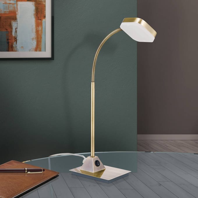ORION Flexibele LED-tafellamp Tobias, antiek messing