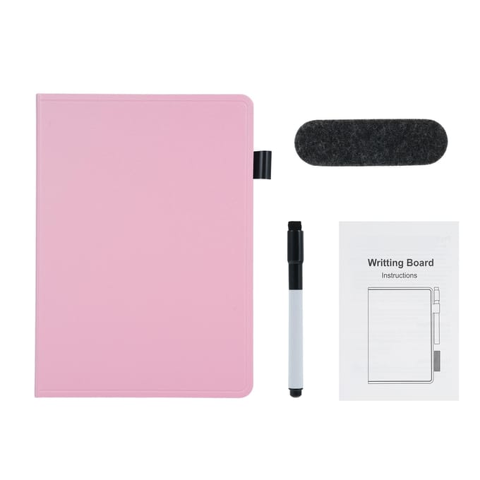 Tableaux effaçables à sec double face A5 Tableau blanc Tableau d'écriture portable avec marqueur et gomme en mousse pour rose