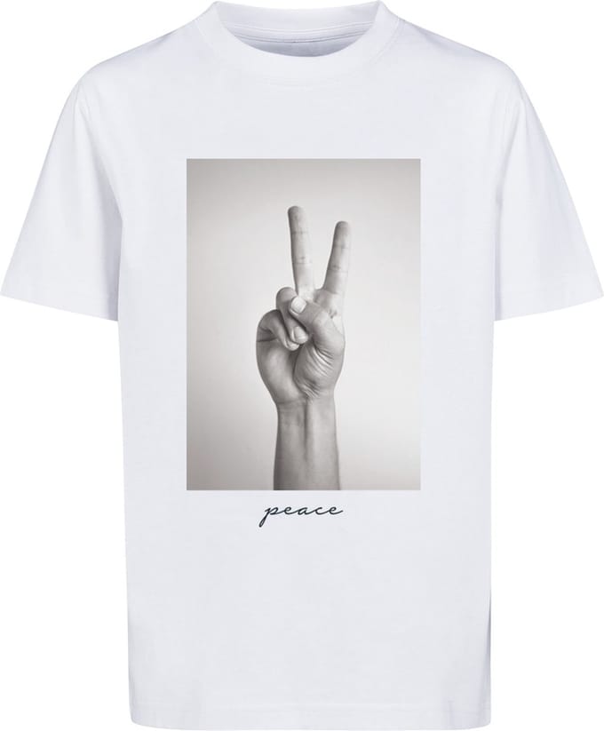 Mister Tee - Kids Peace Sign Kinder Tshirt - Kids 122/128 - Wit