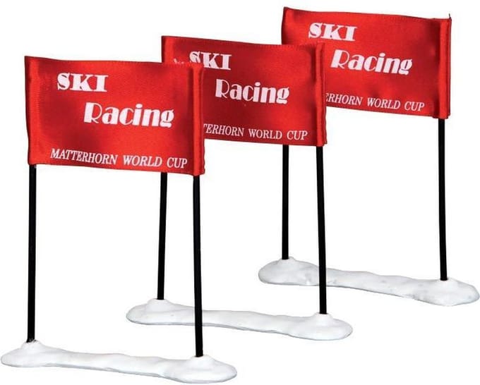 Lemax - Ski Racing Flag -  Set Of 3 - Kersthuisjes & Kerstdorpen