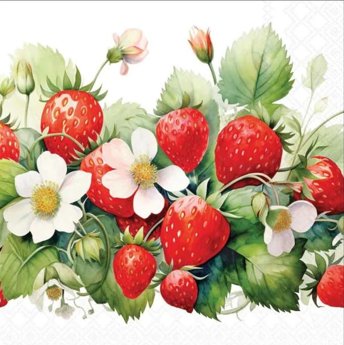 Lunch servetten Juicy strawberries - Ambiente - 33x33 cm