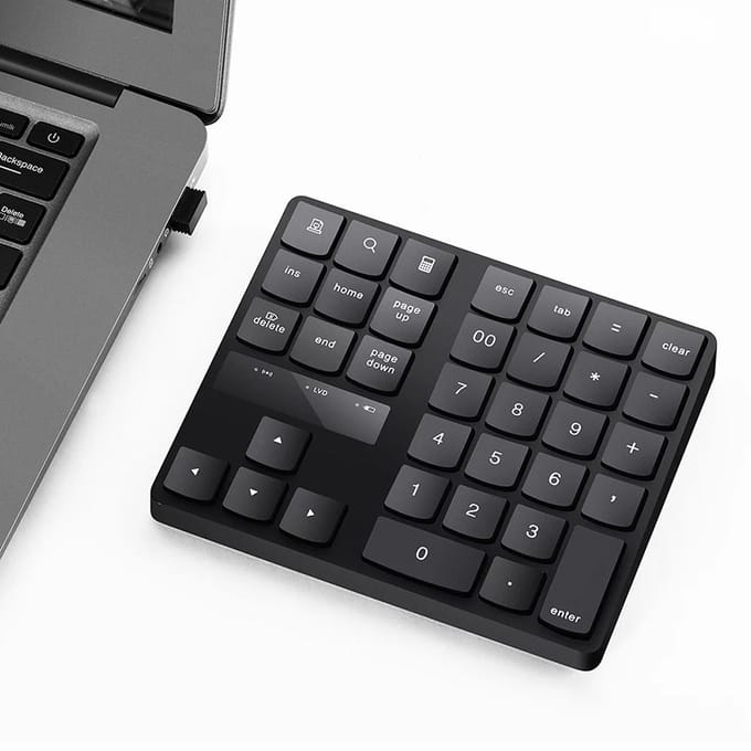 2.4G draadloos digitaal toetsenbord 35 toetsen USB numeriek toetsenbord USB oplaadbaar toetsenbord voor laptop pc zwart