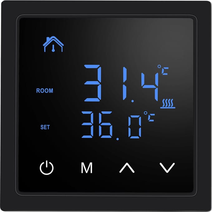 Slimme Thermostaat 16A Vloerverwarming Temperatuurregelaar met LED Touchscreen 85265V Elektrisch zwart