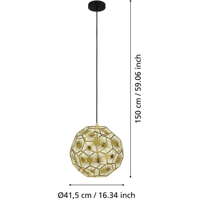 EGLO Hanglamp Skoura, messingkleurig, Ø 41 cm, staal, E27