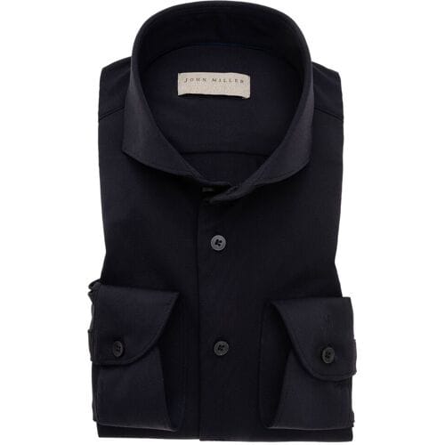 John Miller Overhemd Uni Slim Stretch Zwart / male