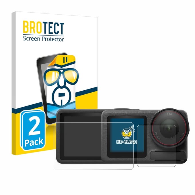 BROTECT - Screenprotector voor DJI Osmo Action 5 Pro - Folie Beschermfolie transparant 2 Stuks