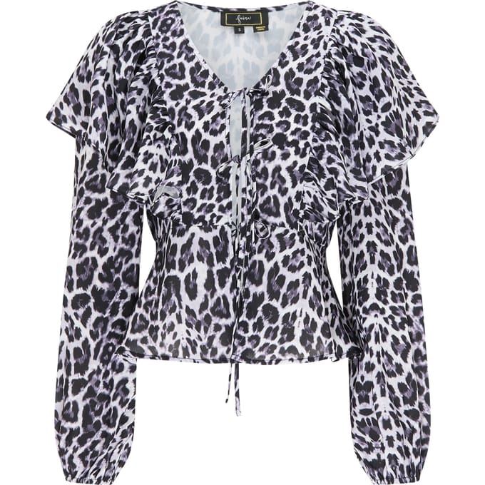 Faina Blouse Dames Zwart Wit Leo