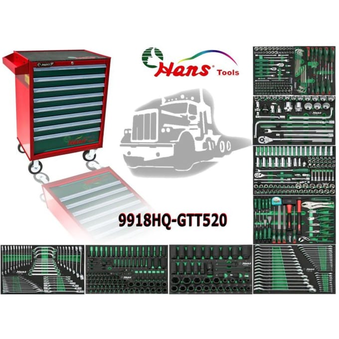 Gereedschapswagen HANS TRUCK 8 Schubladen 520St.