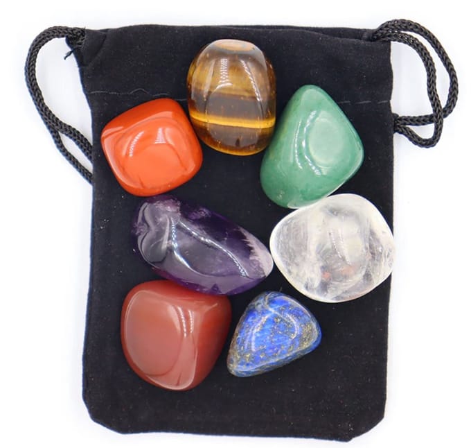 7 stuks stenen in cadeauzakje  reiki, healing, meditation, chakra balancing, or ritual