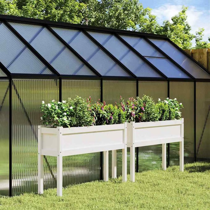 vidaXL - Plantenbakken - met - poten - 2 - st - massief - grenenhout - wit