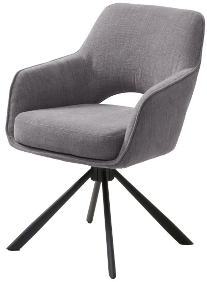 Eetkamerstoel Cowley draaibaar - Chenille - Graphite - 59x65x86 cm - eetkamerstoelen set van 2