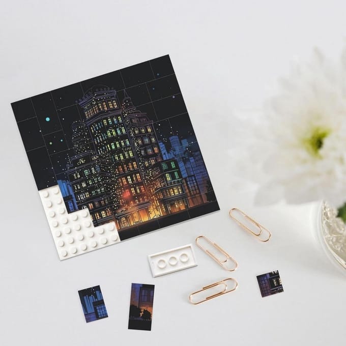 Bouwsteen Puzzel - Fotoblok Blok - Home Decoratie - Dubbelzijdig Ontwerp - Vierkant - Wit