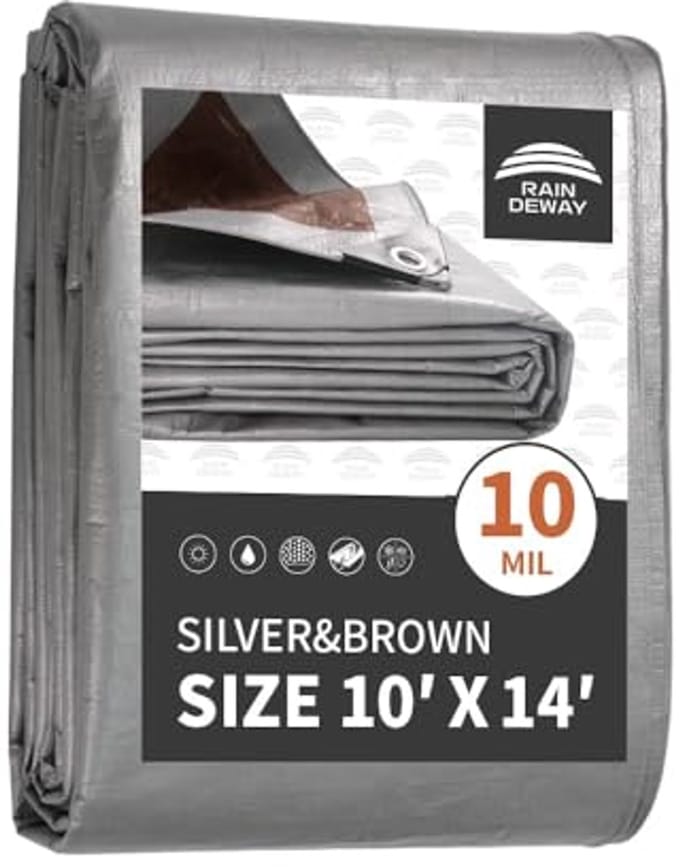 Heavy Duty Waterdicht Dekzeil 10x14 Voet - Multifunctioneel Poly Tarp met Grommets