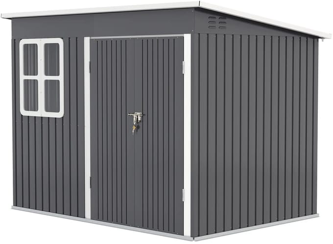 Fietsberging - Fietsenhok - Stalling - Tuinschuur - Huis - Overdekt - Donkergrijs - Scooter - Fiets