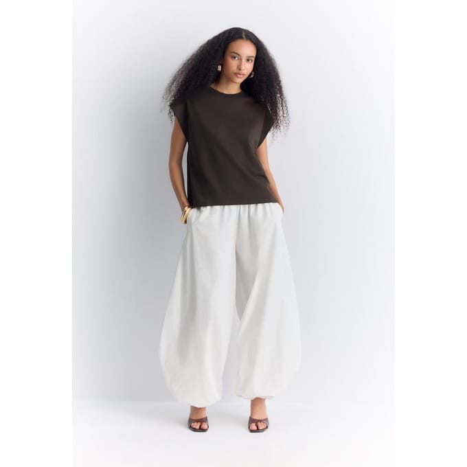 Stradivarius B06 Basic T-shirt met verlaagde schouder  Bruin XL