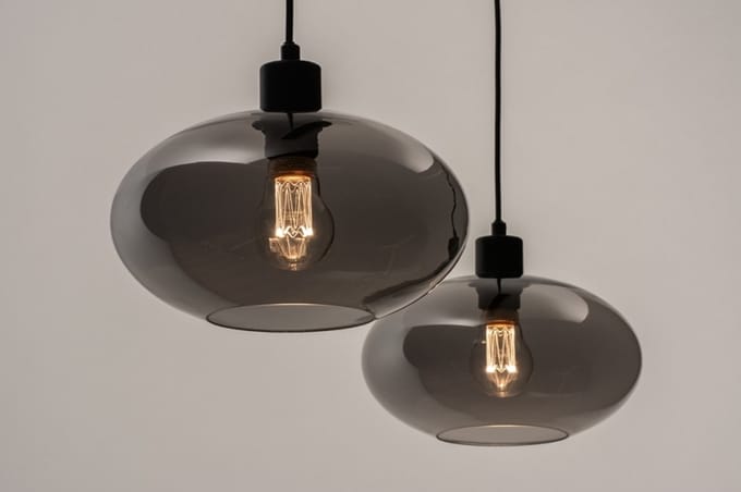 Lumidora Hanglamp 31064 - OSLO - 2 Lichts - E27 - Zwart - Grijs - Metaal
