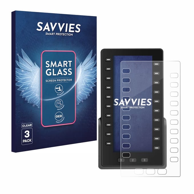 3 Stuks Savvies Screenprotector - geschikt voor Snom D8C Uitbreidingsmodule - beschermfolie glas transparant
